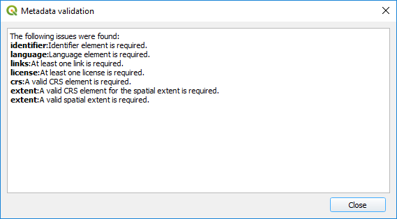 Metadata validation