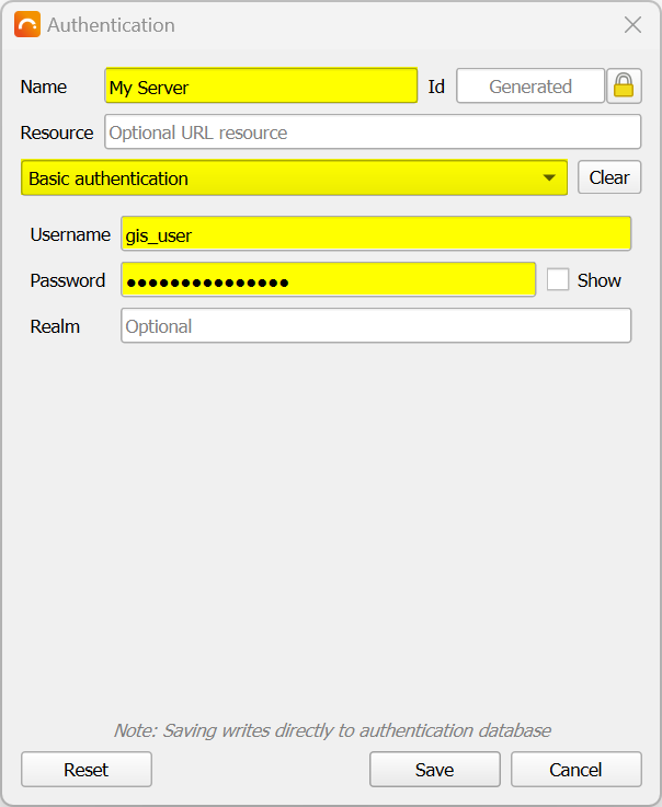 Authentication details